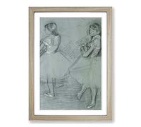 Edgar Degas Two Dancers Sketch Framed Wall Art Print A2 Oak | Ready to Hang, Premium Gi Paper, Fade-Resistant Inks, Securely Packaged, UK Made