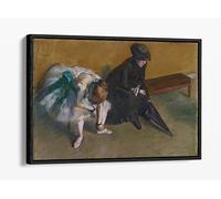Edgar Degas, Waiting Canvas Floater Frame Print Picture Art - Black Frame 12 inch wide x 8 inch high