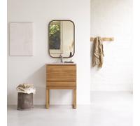 Edgar - Solid teak and pink terrazzo bathroom cabinet 60 cm Light Brown