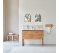 Edgar - Solid teak and premium terrazzo bathroom unit, Moon, 120 cm Beige