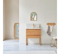Edgar - Solid teak and premium terrazzo bathroom unit, Moon, 80 cm Beige