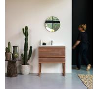 Edgar - Solid walnut and Moon premium terrazzo unit 80 cm Beige