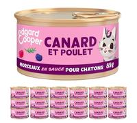 Edgard & Cooper Cat & Kitten Pate (Duck & Chicken, 85g x 18), Patée Pieces in Kitten Sauce, Fresh Meat and Quality Protein, Sterilized and Active Cat Pate