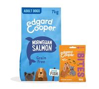 Edgard & Cooper Dog Dry Food Salmon Grain Free 7kg + Chicken Dog Treats Bites 1x50g - Kibble & Treats Bundle