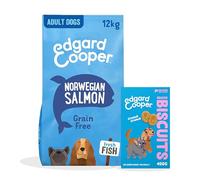Edgard & Cooper Dog Dry Food Senior Chicken & Salmon Grain Free 12kg + Salmon Dog Biscuits 1x400g - Kibble & Treats Bundle