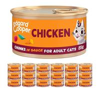 Edgard Cooper wet cat food for adult cats, (Chicken, 18 x 85g tins), for sterilized or active cats, grain-Free, fresh meat with natural ingredients, no added sugar
