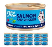 Edgard Cooper wet cat food for adult cats, (salmon & chicken, 18 x 85g tins), for sterilized or active cats, grain-Free, fresh meat with natural ingredients, no added sugar