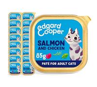 Edgard Cooper Paté for adult cats (salmon & chicken, 18 x 85g cup), wet food for sterilized or active cats, grain-Free, fresh meat with natural ingredients, no added sugar