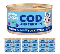 Edgard Cooper Wet Kitten Food Chunks (Cod/Chicken 18 x 85g cup), Cereal Free Gluten Free, Fresh meat, High Protein & Natural Ingredients