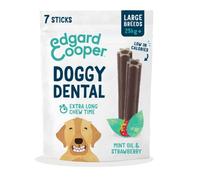Edgard & Cooper Natural Big Dog Dental Stick Treats 7 Chew Sticks Dental Hygiene Mint & Strawberry, One per Day, Low Calorie, Long Chewing Effectiveness, Fresh Breath