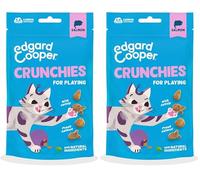 Edgard Cooper natural cat treats, salmon crunchies 1 x 50g bag, grain free and packed with fresh meat, with added catnip for playing, natural ingredients no added sugar (Pack of 2)