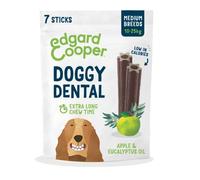 Edgard & Cooper Natural Medium Dog Dental Stick Treats 7 Chew Sticks Dental Hygiene Eucalyptus & Apple, One per Day, Low Calorie, Long Chewing Effectiveness, Fresh Breath