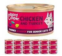 Edgard Cooper Senior Grain Free Wet Cat Food in Gravy for Adult Cats (Chicken&Turkey 16 x 85g), Natural Cat Food in Chunks for Sterilized or Active Cats, Fresh Meat, No Added Sugar