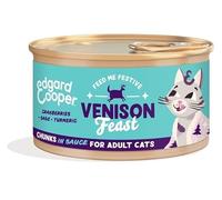 Edgard Cooper Wet Cat Food Chunks, Festive Feast, Venison, 18 x 85g cup, Cereal Free Gluten Free, Fresh meat, High Protein Natural Ingredients