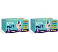 Edgard Cooper Wet Cat Food Pate, Multipack, (Chicken/Salmon/Turkey/Lamb, 8 x 85g), for nuetered or active cats,with natural ingredients (Pack of 2)