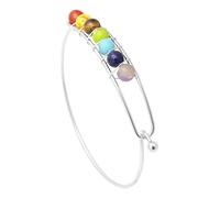 Edgda Yoga Colorful Chakra Stone Bracelet Alloy Wire Around Cuff Bracelet, 7.5-7.87 inches, alloy, no gemstone