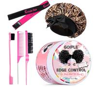 Edge Control Wax Strong Hold Non-greasy Edge Control Hair Styling Gel Edge Wax No Flaking Edge Gel Edge Control Pomades Long-Lasting Hair Temples Styling Cream Anti-Frizz, Silk Hair Bonnet Brush Set