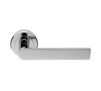 Edge Lever on Round Rose Solid Zinc Alloy Interior Lever Handle Set with Sleek Contemporary Design for UK Interiors (Polished Chrome, Boxed)