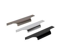Edge Mount | Profile Handle | Kitchen Bedroom Bathroom | Furniture Cabinet Drawer Pull | Chrome | Black | Silver Satin Nickel | Bespoke (Black, L-297MM)