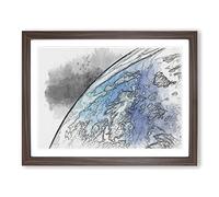 Edge Of Planet Earth In Abstract Modern Art Framed Print | A4 Walnut Framed Wall Art | Ready to Hang | Abstract Space Picture | Living Room Bedroom Lounge Office