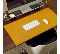 Edge Protection Desk Pad, Edge-Locked Desk Protector Waterproof PU Leather Laptop Mouse Mat for Office Home Write Work Game (Yellow,100x50cm)