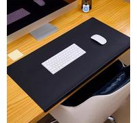 Edge Protection Desk Pad, Edge-Locked Desk Protector Waterproof PU Leather Laptop Mouse Mat for Office Home Write Work Game (Black,90x40cm)