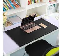 Edge Protection Desk Pad, Waterproof PU Leather Table Blotter for Office Home Write Work Game, Large Non-Slip Laptop Desk Mouse Mat (Black,100x50cm)