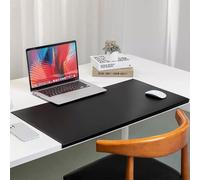 Edge Protector Desk Pad, Large Foldable Leather Table Mat with Edge-Locked, Non-Slip Laptop Mouse Pads for Office Home Work Study Write Typing Game (Black,70x35cm)