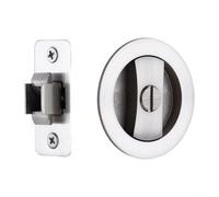 Edge Pull Handle Integrated Privacy Lock for Pocket Doors with Recessed Knob for Bathroom Kitchen Bedroom (Brushed)