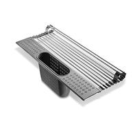 edge Roll Up Dish Drainer, Over The Sink Multi-Purpose Foldable Drying Rack with Caddy, Gray, Medium- 17.3"x11"