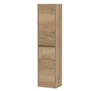 Edge Square Wall Hung 2 Door Tall Bathroom Unit, 350mm - Woodgrain Autumn Oak - Balterley