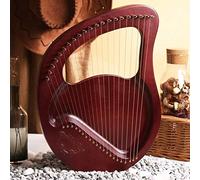 Edge to Lyre Harp 24 Strings, Portable String Instrument and Tuning Wrench for Music/Kids/Adults/Beginners/Professional/Gift, Mahogany Wood, Green Red
