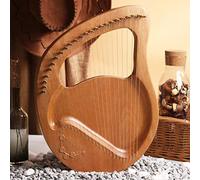 Edge to Lyre Harp 24 Strings, Portable String Instrument and Tuning Wrench for Music/Kids/Adults/Beginners/Professional/Gift, Mahogany Wood, Green Logs