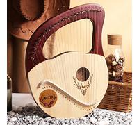 Edge to Lyre Harp 24 Strings, Wooden Lyre Harp, Portable String Instrument Withtuning Wrench for Music Lovers Beginners Kids Adult Musical Instrument Red