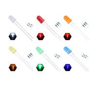 EDGELEC 120pcs 5mm 6 Colors x 20pcs Assorted Colors Lights LED Diodes Diffused Round Top 29mm Long Feet +200pcs 12V Resistor Included / Transparent Bulb Lamps Light Emitting Diode