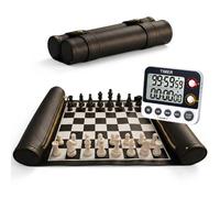 Edgell House Roll Up Chess Set Portable Includes Travel Chess Mat with Chess Board Pieces and Dgt Chess Timer Clock All in one Portable Chess Equipment Gift Set