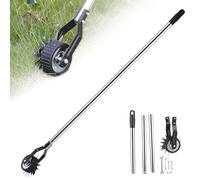 Edger Lawn Tool, 53.2 inch Manual Lawn Edger with 3 Sections Stainless Steel Handle, Rotary Grass Edger Tool with Wheel, Garden Edger for Landscaping Sidewalk Yard, Manual Edger Lawn Tool
