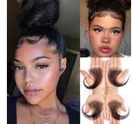 Edges Hair HD Lace Baby Hair for Women Reusable Invisible Swiss Lace Hairline Natural Black Handmade Human Hair 4 Pieces