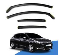 EdgeVisors Wind Deflectors | Fits: CITROEN C4 MK2 (2010-2017) 5 Door Hatchback 4pc Set | In-Channel Rain Guards for Wind, Rain & Sun Protection, Easy Installation - Tinted