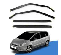 EdgeVisors Wind Deflectors | Fits: Ford S-Max MK1 (2006-2010) 5 Door MPV 4pc Set | In-Channel Rain Guards for Wind, Rain & Sun Protection, Easy Installation - Tinted