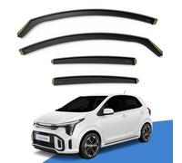 EdgeVisors Wind Deflectors | Fits: KIA Picanto MK3 (2017-onwards) 5 Door Hatchback 4pc Set | In-Channel Rain Guards for Wind, Rain & Sun Protection, Easy Installation - Tinted