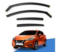 EdgeVisors Wind Deflectors | Fits: Nissan Micra K14 MK5 (2016-2024) 5 Door Hatchback 4pc Set | In-Channel Rain Guards for Wind, Rain & Sun Protection, Easy Installation - Tinted
