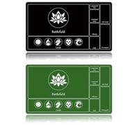 EDGFRTOIO Card Playmat Stitched with Magic Zones, Game Mats Tabletop 24x14 inch for MTG/TCG Card Battles Commander Deck Gaming Desk Mat Duel Mat Card Gameplay Mats for Beginner (Black, Green, 2 Pack)