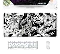 EDGFRTOIO Gaming Mouse Pad, Grey Black White Big Desk Pad for Keyboard and Mouse, Extended 35.5" X 15.75" in Computer Keyboard Mouse Mat 3mm Thick XXL Rubber Mousepad for Laptop Gamer, Swirl Marble