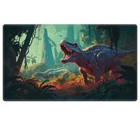 EDGFRTOIO Playmat 24" x 14" Game Mats Tabletop Magic for MTG/TCG Cards, Trading Card Game Playing Stitched Play Mats Commander Deck Gaming Desk Mat Card Gameplay Mats, Jungle Dinosaur T-Rex