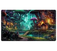 EDGFRTOIO Playmat with Zones for MTG Card Game Playing, 24"x14" Commander Deck Gaming Desk Duel Mat for Beginner, Fairy Forest Mushroom