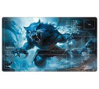 EDGFRTOIO Playmat with Zones for MTG Card Game Playing, Game Mats Tabletop Magic Play Mats 24"x14" Commander Deck Gaming Desk Duel Mat Card Gameplay Mats for Beginner, Feral Wolf Werewolf
