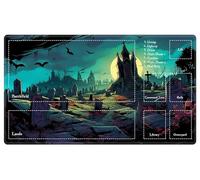EDGFRTOIO Playmat with Zones for MTG Card Game Playing, Game Mats Tabletop Magic Play Mats 24"x14" Commander Deck Gaming Desk Duel Mat Card Gameplay Mats for Beginner, Old Graveyard