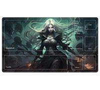 EDGFRTOIO Playmat with Zones for MTG Card Game Playing, Game Mats Tabletop Magic Play Mats 24"x14" Commander Deck Gaming Desk Duel Mat Card Gameplay Mats for Beginner, Zombies Necromancer