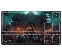 EDGFRTOIO Playmat with Zones for MTG Card Game Playing, Game Mats Tabletop Magic Play Mats 24"x14" Commander Deck Gaming Desk Duel Mat Card Gameplay Mats for Beginner, Dark Fantasy Fortress Army